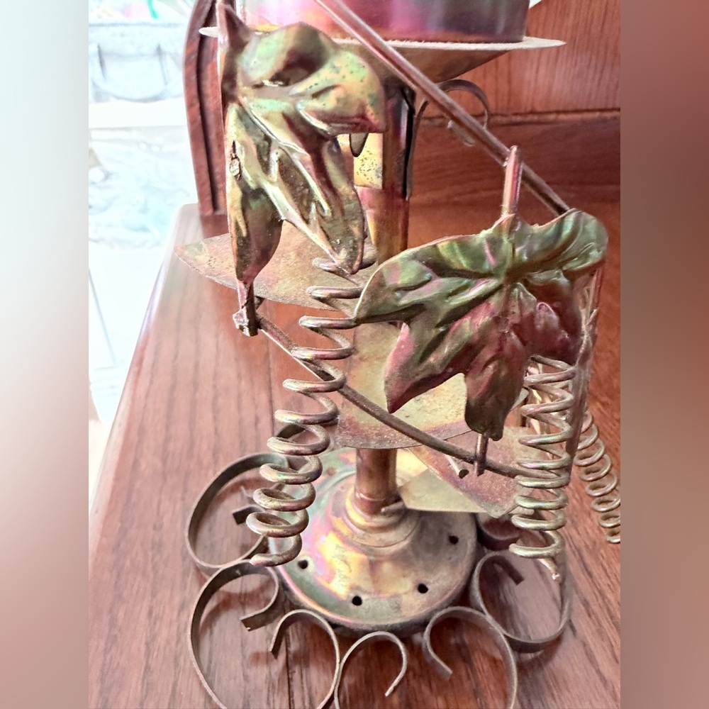 Vintage grapevine iridescent copper candle holder - Picture 4 of 13